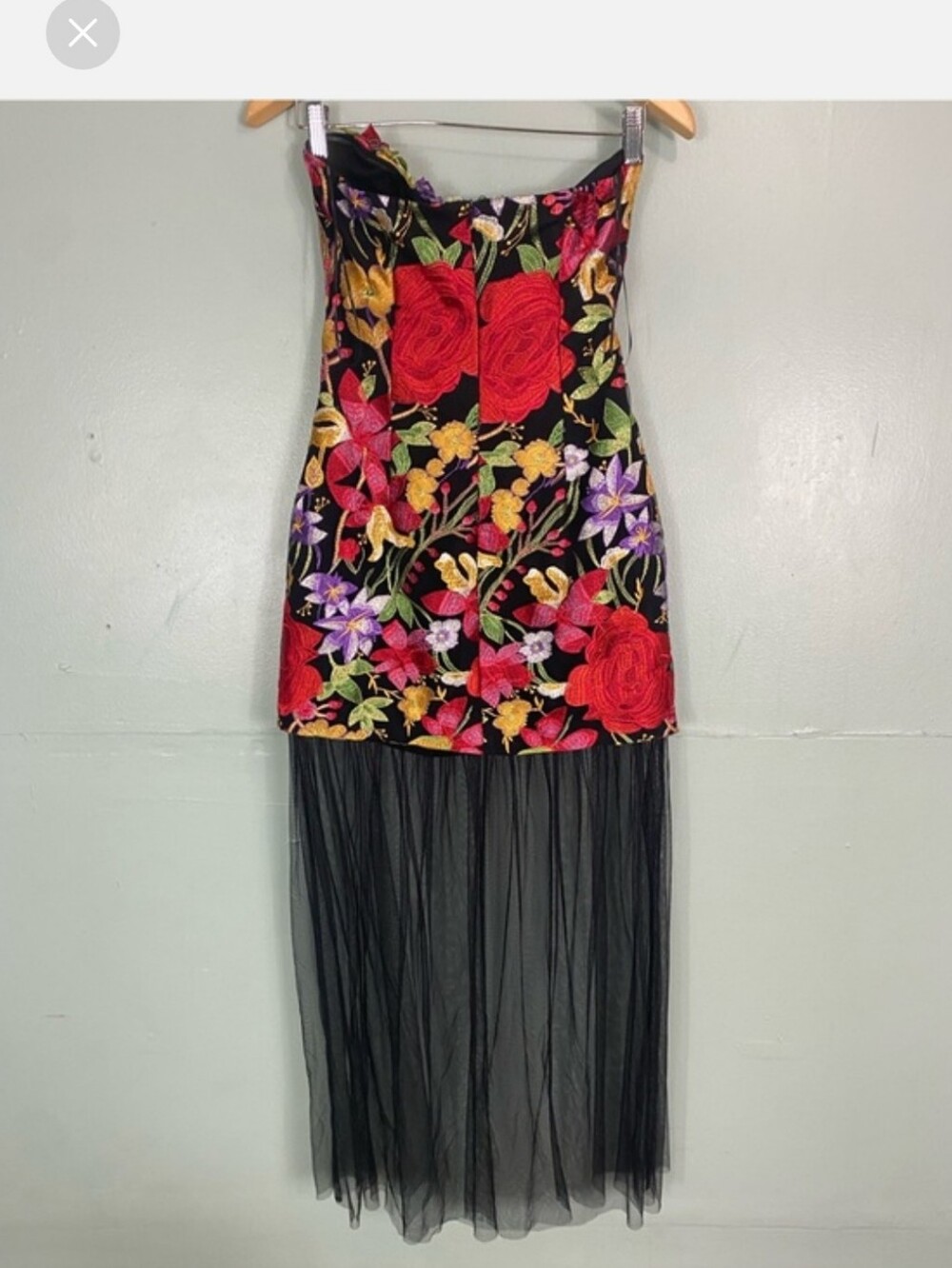 Elliatt Black Strapless Floral Maxi Dress with Sheer Overlay - Picture 2 of 4